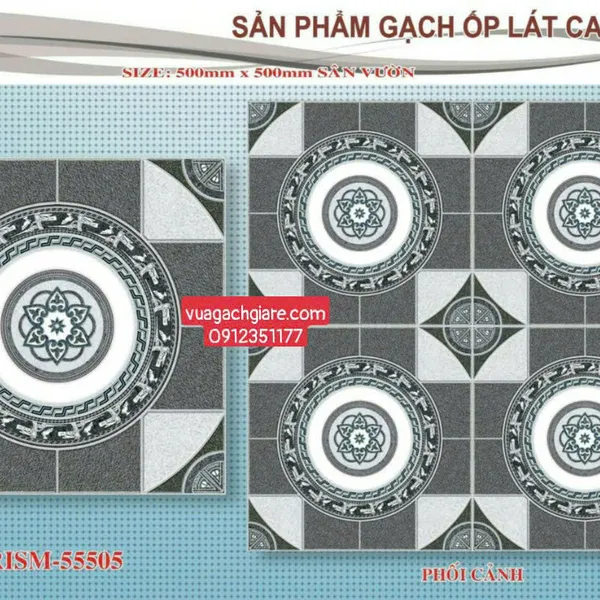 Gạch Men 50x50 Ốp Lát Sân Vườn Giá Rẻ màu xám 55505