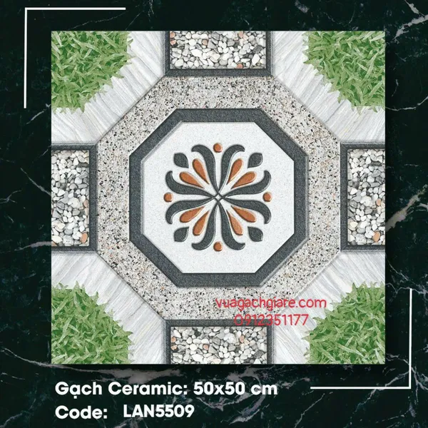 Gạch Men 50x50 Ốp Lát Sân Vườn Giá Rẻ sỏi đá LAN5509