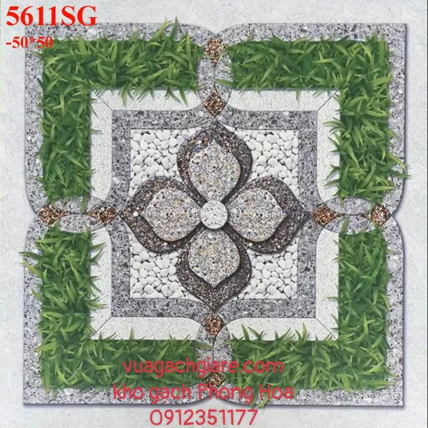 Gạch Men Lát Sân Vườn 50x50 sỏi đá 5611SG