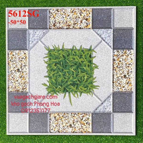 Gạch Men Lát Sân Vườn 50x50 sỏi đá 5612SG