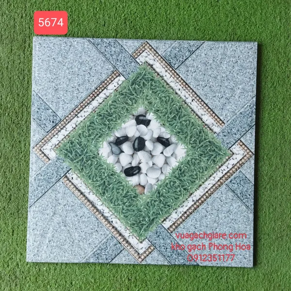 Gạch Men Lát Sân Vườn 50x50 sỏi đá 5674