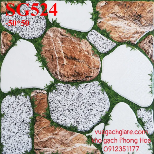 Gạch Men Lát Sân Vườn 50x50 sỏi đá SG524