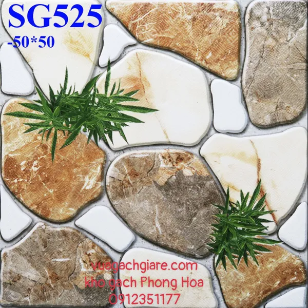 Gạch Men Lát Sân Vườn 50x50 sỏi đá SG525