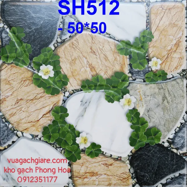 Gạch Men Lát Sân 50x50 sỏi đá SH512