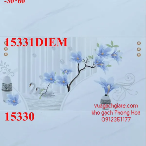 Gạch Men Ốp Tường 30x60 trắng vân khói 15332V