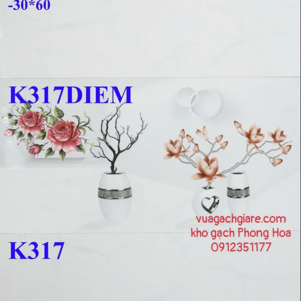 Gạch Men Ốp Tường 30x60 trắng vân khói KV317