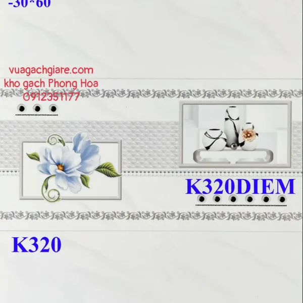 Gạch Men Ốp Tường 30x60 trắng vân khói KV320U