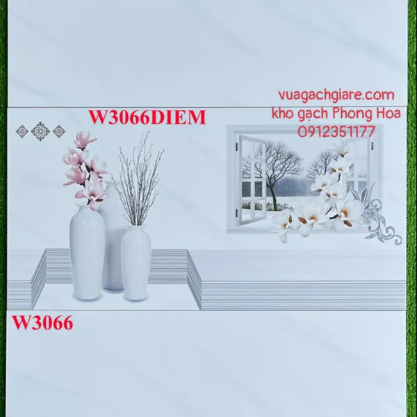 Gạch Men Ốp Tường 30x60 trắng vân khói W3066V