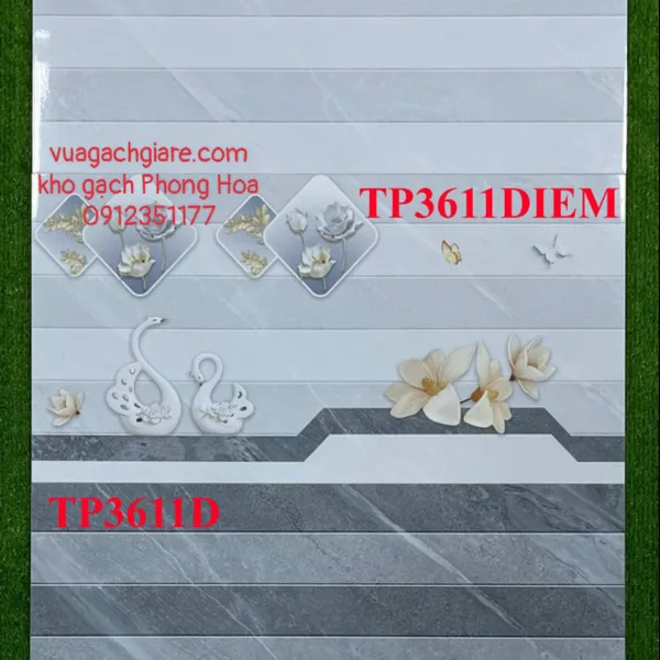 Gạch Men Ốp Tường 30x60 sọc ngang màu xám 3611N