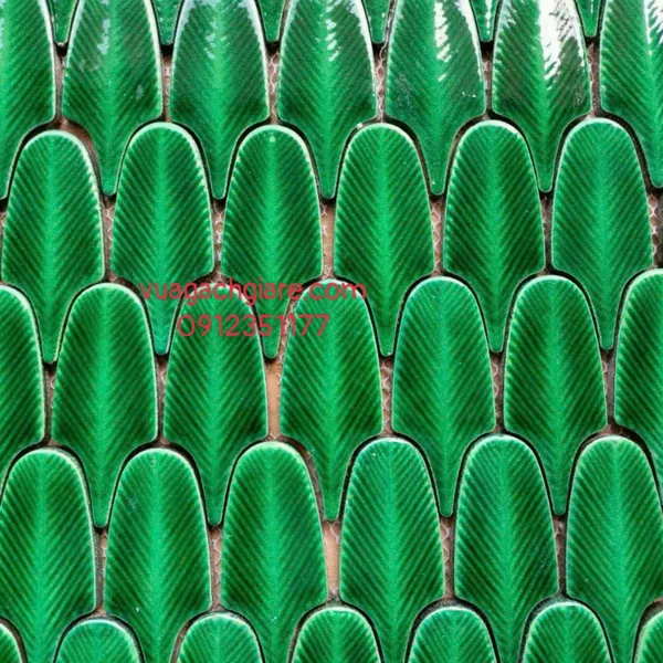 Gạch Mosaic Lông Vũ Ốp Dán Trang Trí màu xanh lá cây
