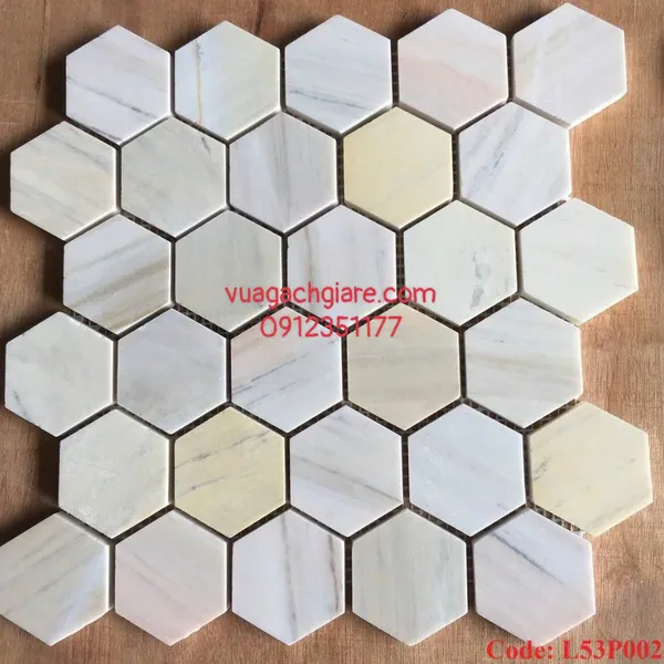 Gạch Mosaic Đá Tự Nhiên Ốp Dán Trang Trí lục giác L53P002 - L42.5P003