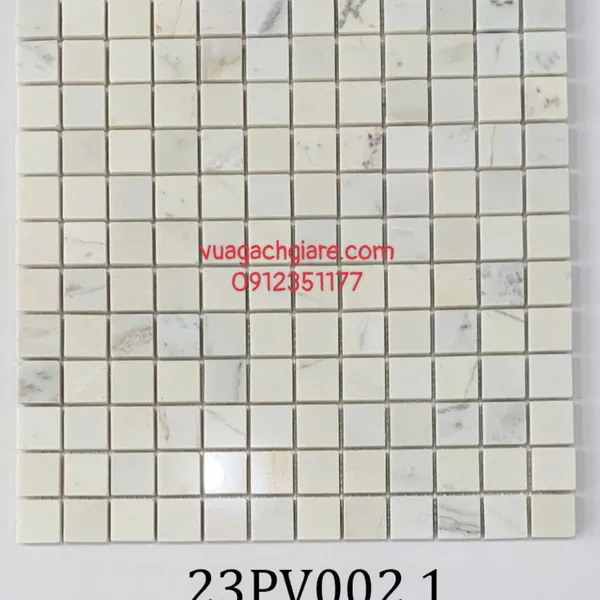 Gạch Mosaic Đá Tự Nhiên Ốp Dán Trang Trí màu trắng 23PV002.1