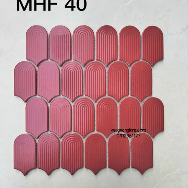 Gạch Mosaic Vân Tay Ốp Dán Trang Trí màu đỏ MHF 40