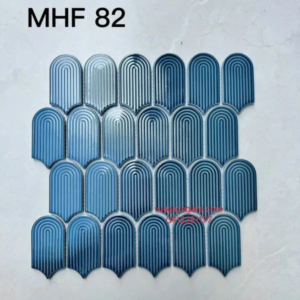 Gạch Mosaic Vân Tay Ốp Dán Trang Trí màu xanh coban MHF 82