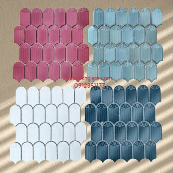 Gạch Mosaic Vân Tay Ốp Dán Trang Trí màu đỏ MHF 40