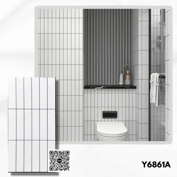 Gạch Men 30x60 Ốp Tường Trang Trí giả thẻ màu trắng Y6861A