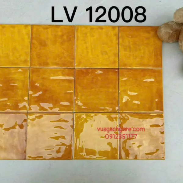 Gạch Thẻ 12x12 Ốp Lát Trang Trí màu cam gợn sóng LV12008
