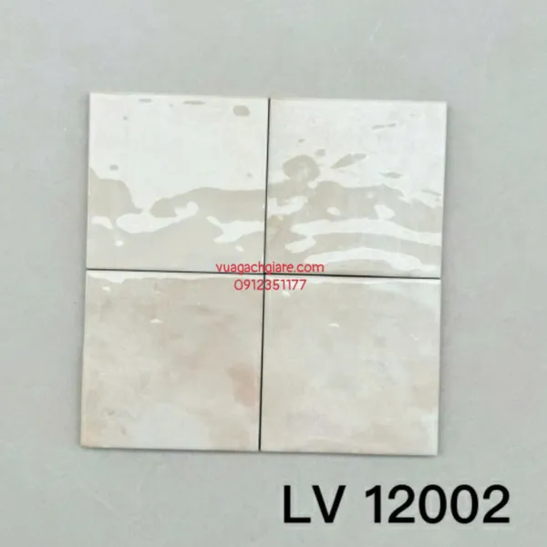 Gạch Thẻ 12x12 Ốp Lát Trang Trí màu kem gợn sóng LV12002