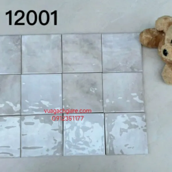 Gạch Thẻ 12x12 Ốp Lát Trang Trí màu trắng xám gợn sóng LV12001