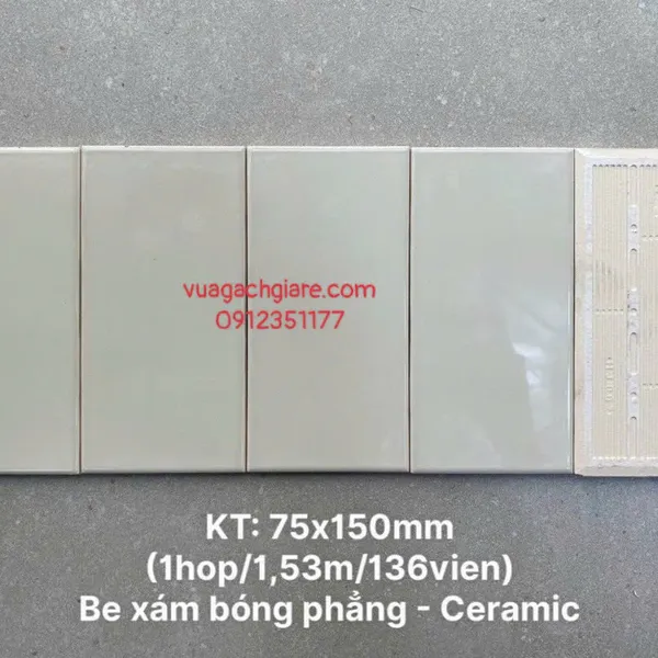 Gạch Thẻ 7.5x15 Ốp Lát Trang Trí Giá Rẻ màu be xám