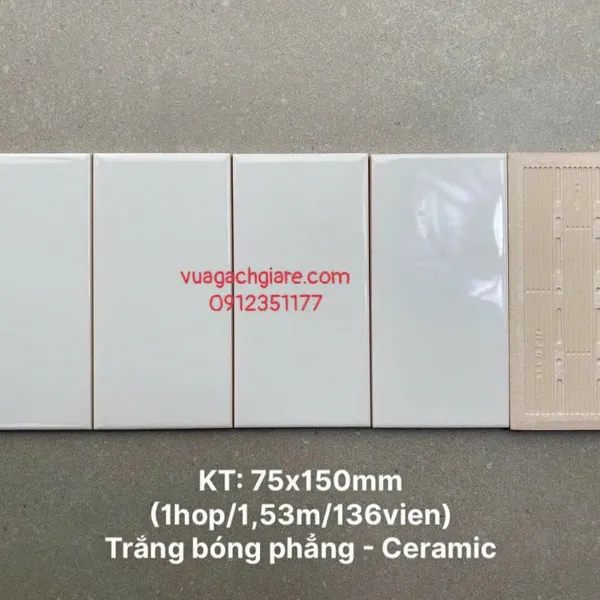 Gạch Thẻ 7.5x15 Ốp Lát Trang Trí Giá Rẻ màu trắng