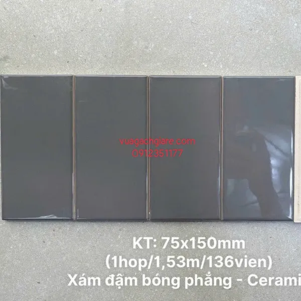 Gạch Thẻ 7.5x15 Ốp Lát Trang Trí Giá Rẻ màu xám đậm