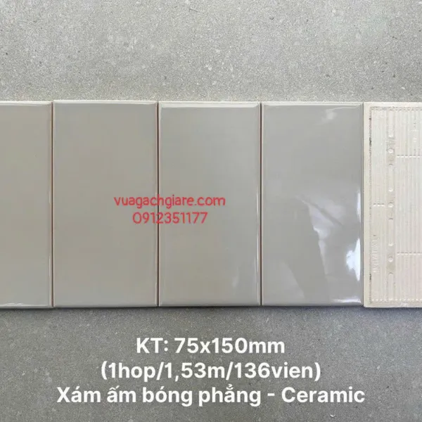 Gạch Thẻ 7.5x15 Ốp Lát Trang Trí Giá Rẻ màu xám nhạt