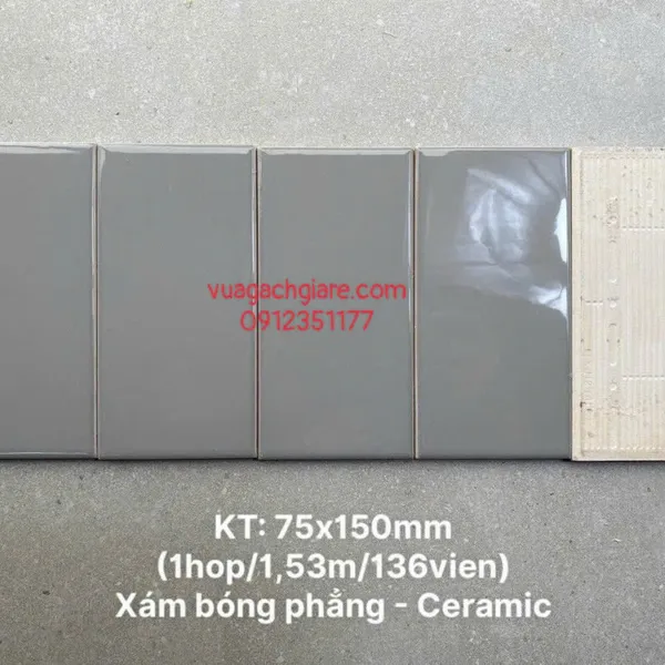 Gạch Thẻ 7.5x15 Ốp Lát Trang Trí Giá Rẻ màu xám