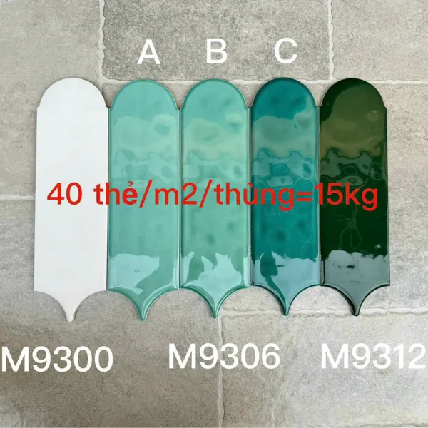 Gạch Thẻ 9x30 Ốp Lát Trang Trí màu trắng lông vũ gợn sóng M9300