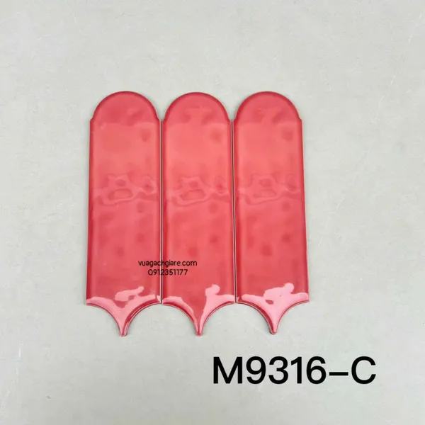 Gạch Thẻ 9x30 Ốp Lát Trang Trí màu hồng lông vũ gợn sóng M9316