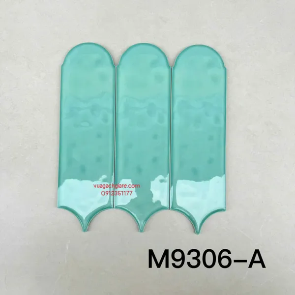 Gạch Thẻ 9x30 Ốp Lát Trang Trí màu xanh dương lông vũ gợn sóng M9306
