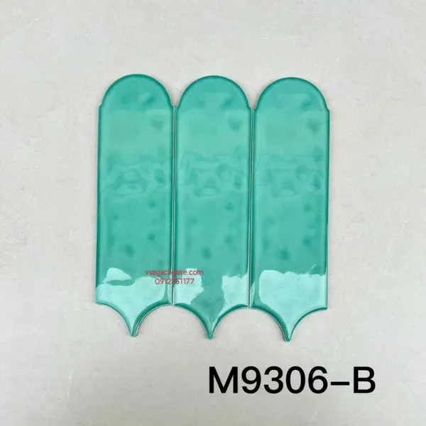 Gạch Thẻ 9x30 Ốp Lát Trang Trí màu xanh dương lông vũ gợn sóng M9306
