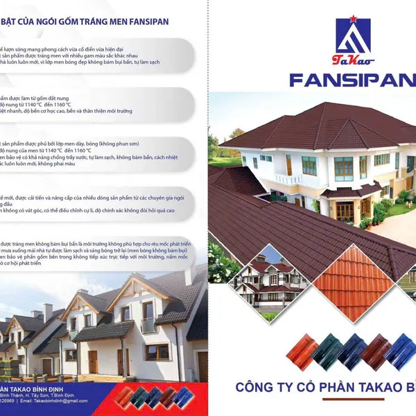 Ngói Lợp Tráng Men Takao Bình Định màu đỏ - màu cafe - xanh rêu - xanh coban