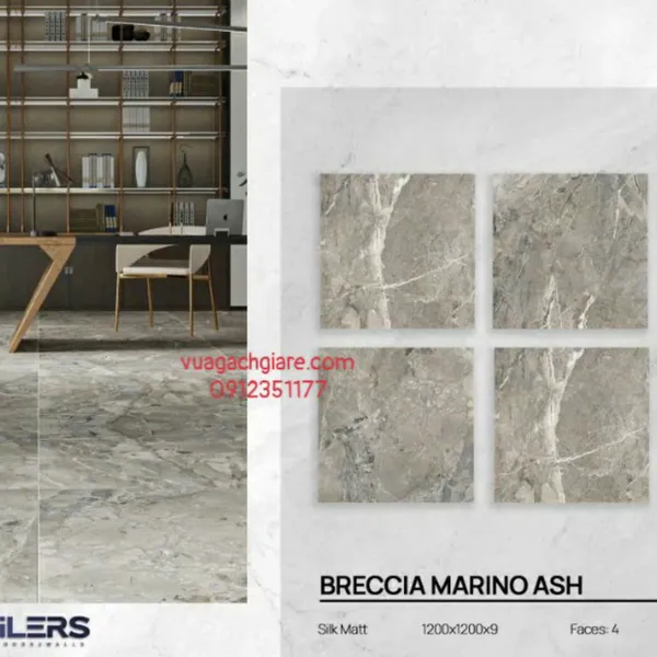 Gạch Đá Mờ 120x120 Ốp Lát Ấn Độ xám vân đá