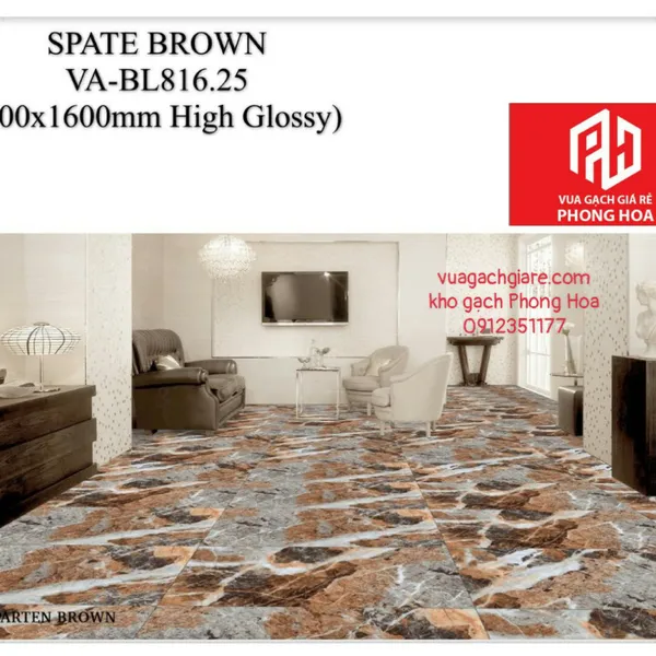 Gạch Đá Ốp Lát 80x160 Cao Cấp Ấn Độ nâu vân đá VA-BL816.25