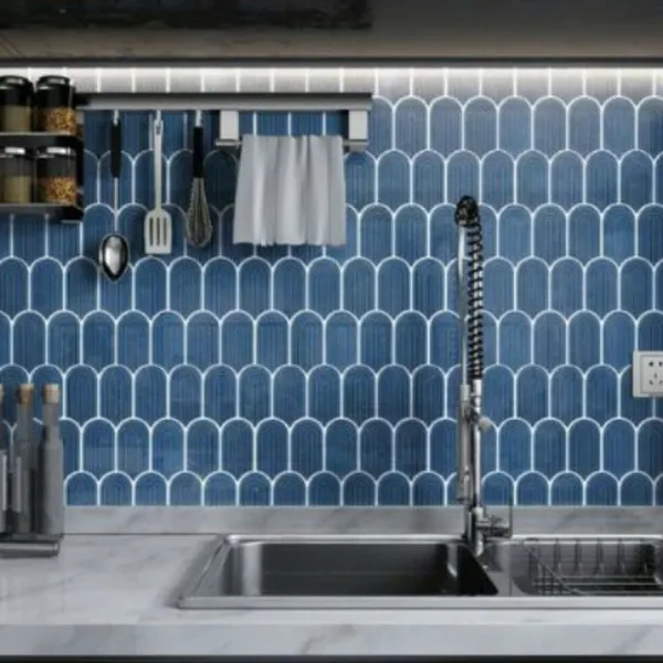 Gạch Mosaic Vân Tay Ốp Dán Trang Trí màu xanh coban MHF 82