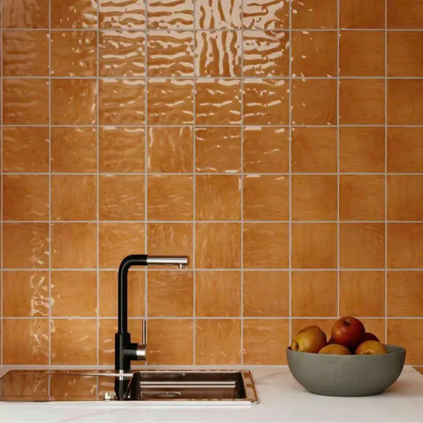 Gạch Thẻ 12x12 Ốp Lát Trang Trí màu cam gợn sóng LV12008