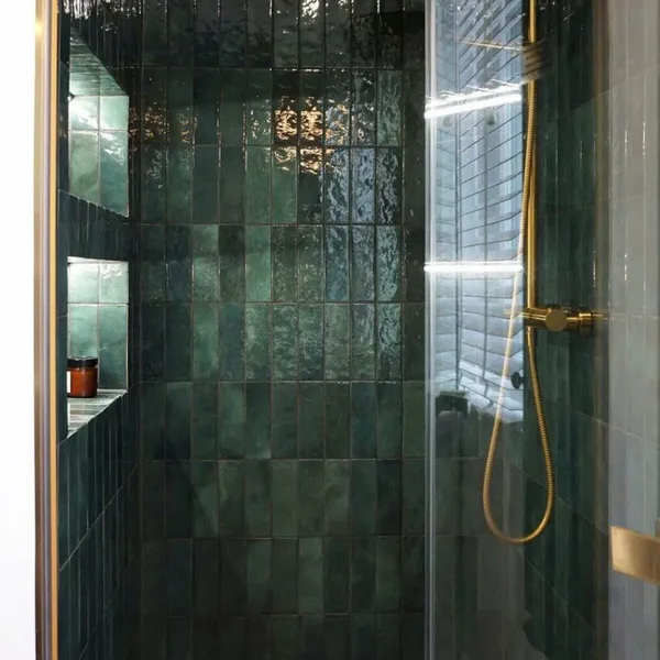 Gạch Thẻ 7.5x30 Ốp Lát Trang Trí màu xanh rêu gợn sóng 7533F12