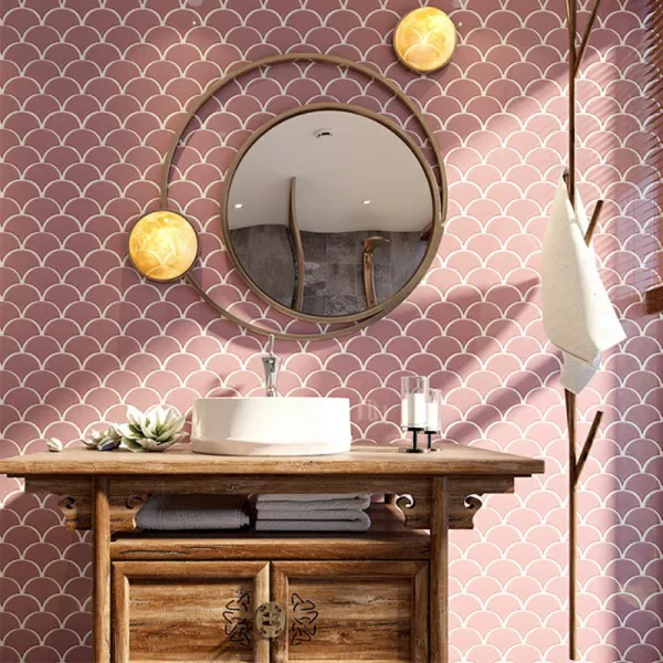 Gạch Mosaic Thuỷ Tinh Vỉ 30x30 vảy cá màu hồng nhạt