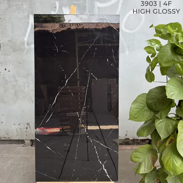 Gạch Đá Ốp Lát 60x120 Cao Cấp Ấn Độ đen vân trắng 3903