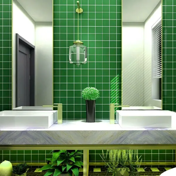 Gạch Thẻ 10x10 Giá Rẻ ốp lát trang trí màu xanh lá cây