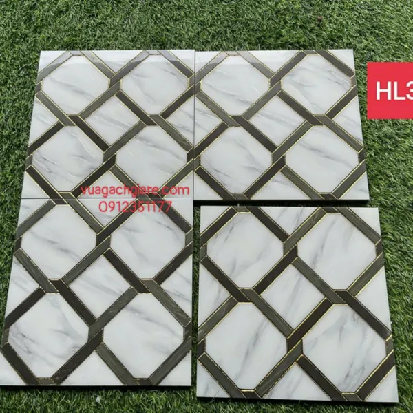 Gạch Khắc Kim 30x30 Cao Cấp nhũ vàng trắng đen 383