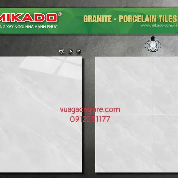 Gạch Đá 60x60 Ốp Lát Mikado Giá Rẻ xám vân trắng 6003