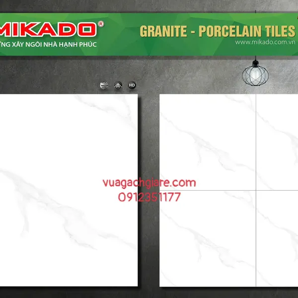 Gạch Đá 80x80 Ốp Lát Mikado Giá Rẻ trắng vân khói 8001