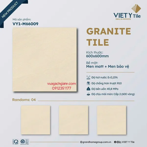 Gạch Đá Mờ 60x60 Ốp Lát Việt Ý Giá Rẻ vàng kem VY1 - M66009