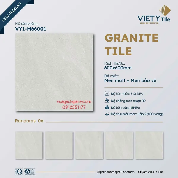 Gạch Đá Mờ 60x60 Ốp Lát Việt Ý Giá Rẻ xám xi măng VY1 - M66001