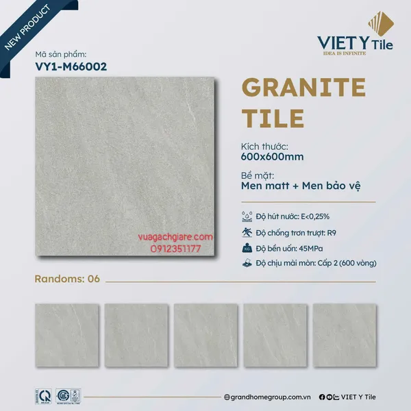 Gạch Đá Mờ 60x60 Ốp Lát Việt Ý Giá Rẻ xám xi măng VY1 - M66002