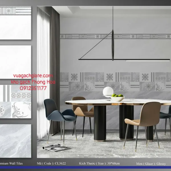 Gạch Men Ốp Tường 30x60 Grandcera xám vân đá CL3622