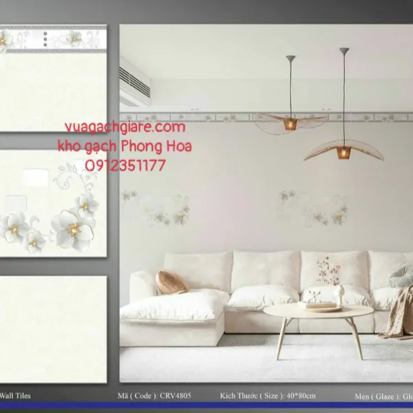 Gạch Men Ốp Tường 40x80 kem vàng CRV4805