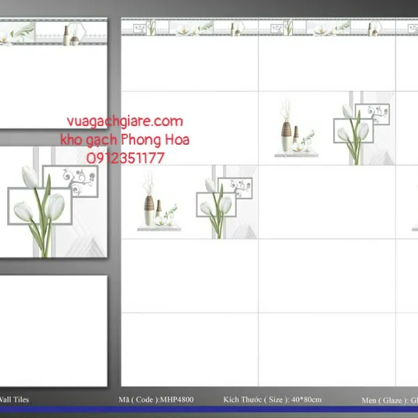 Gạch Men Ốp Tường 40x80 trắng trơn MHP4800